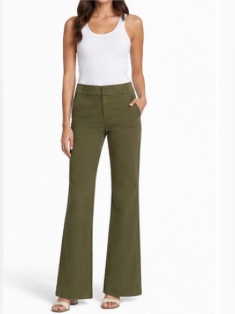 Tory Burch Size 6 Olive Green Flare Bootcut Stretch Pants Y2K Designer